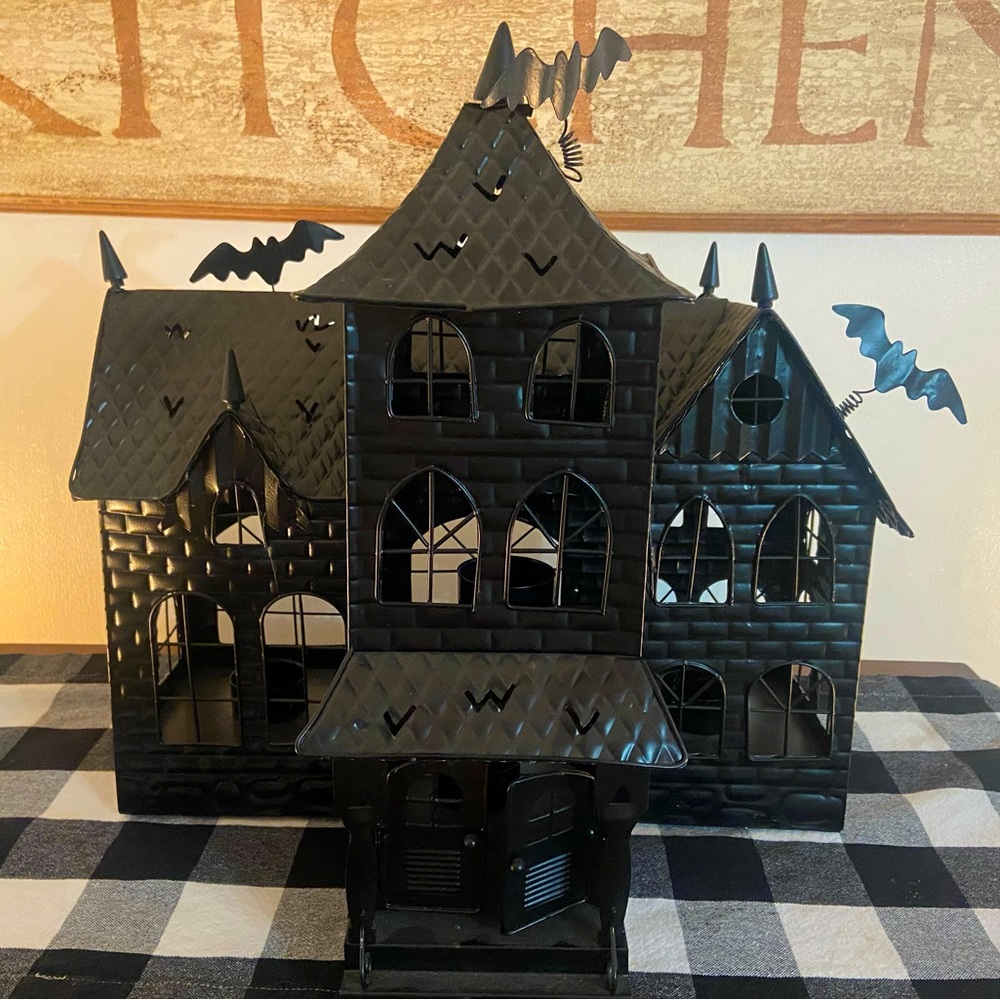 Haunted House Metal votive holder